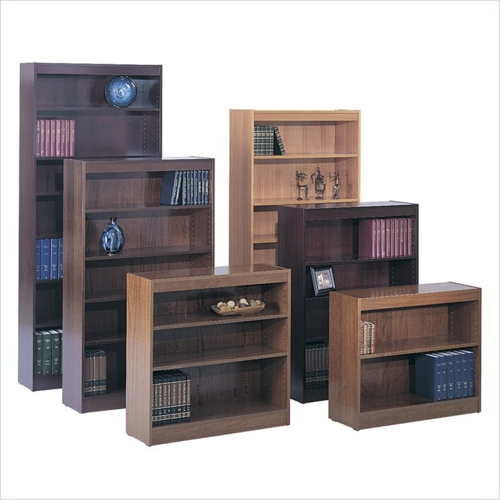 Safco WorkSpace 4-Shelf Square-Edge Veneer Bookcase in Walnut - Madison ...