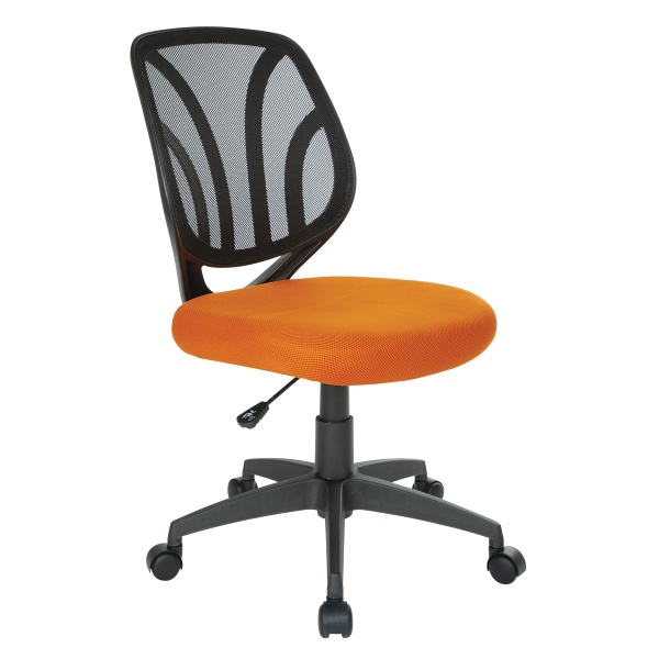 Screen-Back-Armless-Task-Chair-with-Orange-Mesh-and-Dual-Wheel-Carpet-Casters-by-Work-Smart-Office-Star
