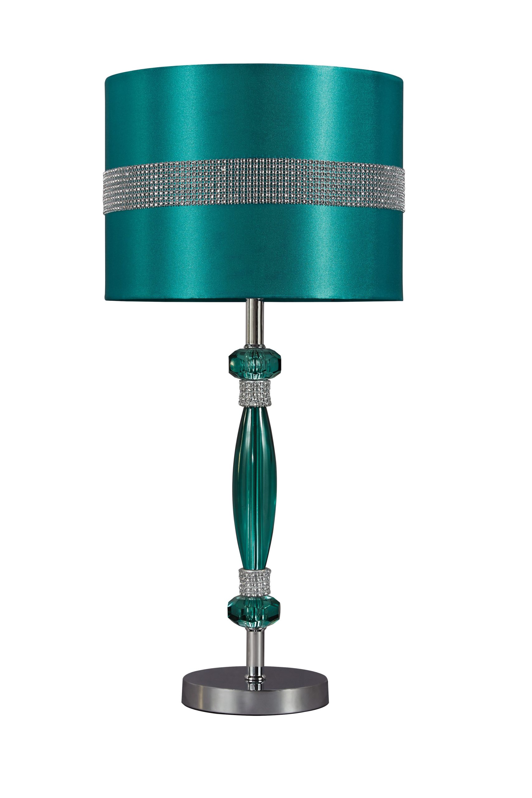 Signature Design By Ashley Nyssa Teal Acrylic & Silver Table Top Lamp