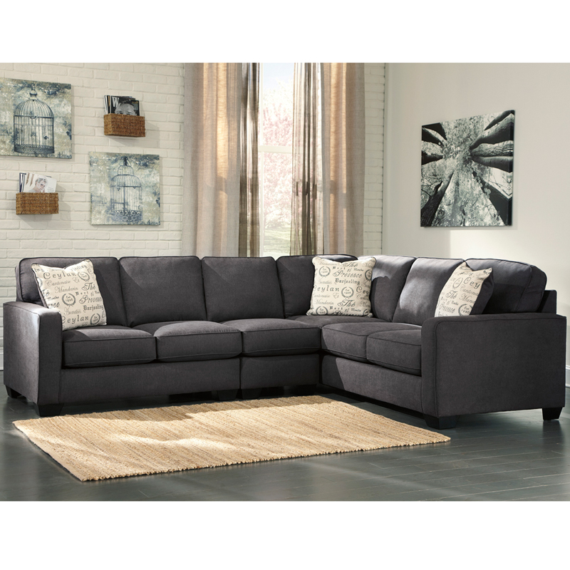 Signature Design by Ashley Alenya 3-Piece RAF Sofa Sectional in Charcoal Microfiber - by Flash Furniture - Image 2