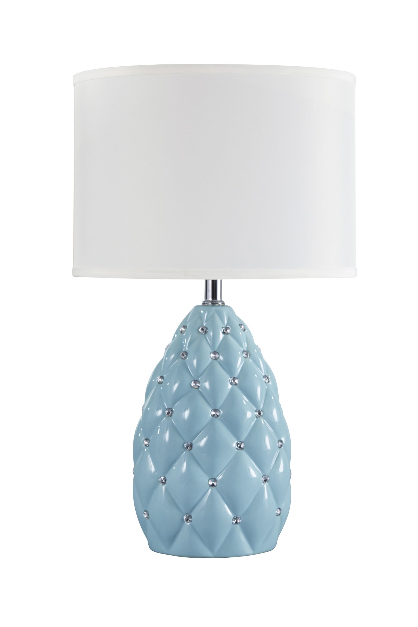 Signature Design by Ashley Sosie Aqua Blue Glazed Ceramic Lamp with Jewel Accents