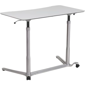 Sit-Down, Stand-Up Light Gray Computer Desk with 37.375''W Top (Adjustable Range 29'' - 40.75'') - by Flash Furniture