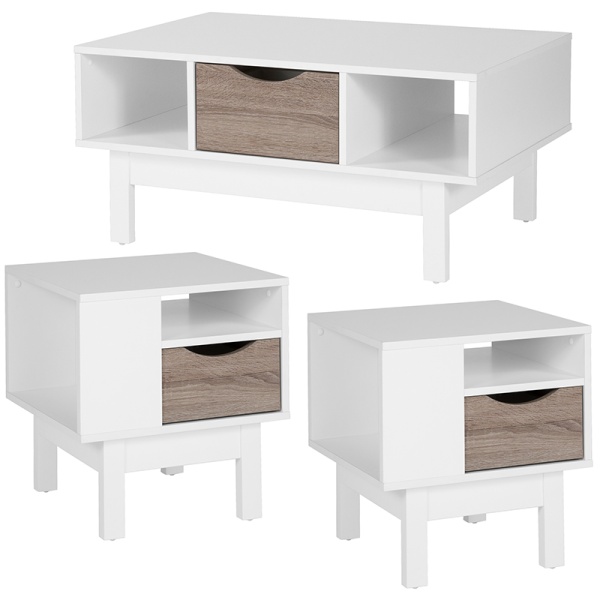 St.-Claire-Collection-3-Piece-Coffee-and-End-Table-in-White-Finish-with-Oak-Wood-Grain-Drawers-by-Flash-Furniture