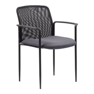 Stackable Guest Chair with Grey Mesh Upholstery by Boss Office Products