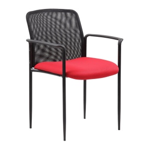Stackable Guest Chair with Red Mesh Upholstery by Boss Office Products