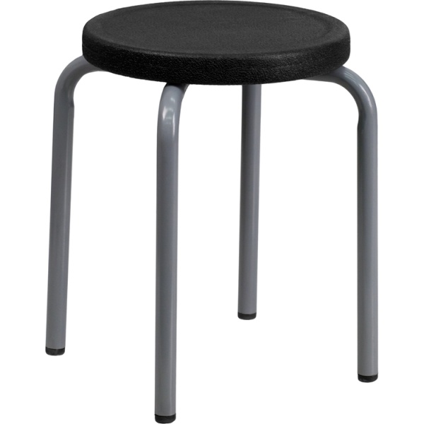 Stackable-Stool-with-Black-Seat-and-Silver-Powder-Coated-Frame-by-Flash-Furniture