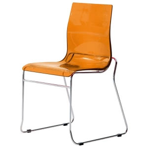 Stacking Dining Chair with Transparent Orange Seat Color by Domitalia