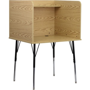 Study-Carrel-with-Adjustable-Legs-and-Top-Shelf-in-Oak-Finish-by-Flash-Furniture