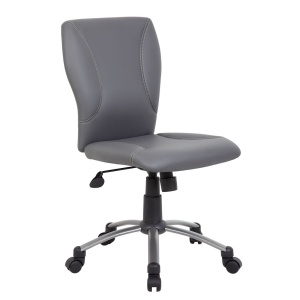 Tiffany Chair with Gray CaressoftPlus Upholstery with Pewter Finish by Boss Office Products