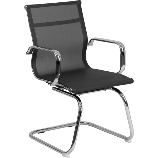 Transparent-Black-Mesh-Side-Reception-Chair-with-Chrome-Sled-Base-by-Flash-Furniture
