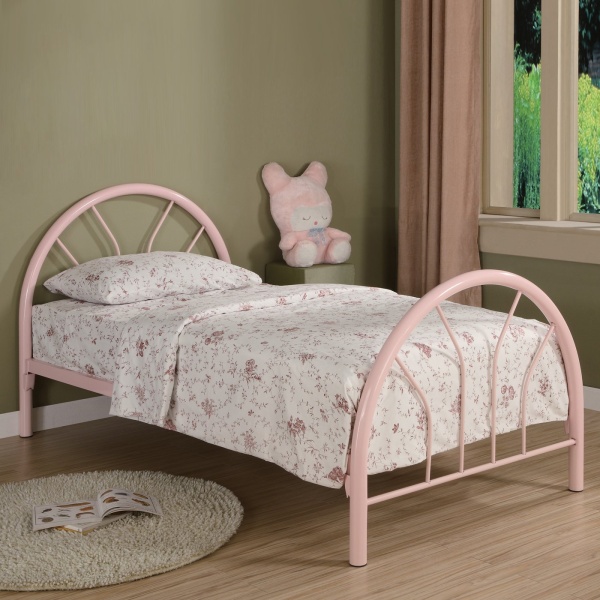 Twin-Rounded-Metal-Bed-with-Pink-Finish-by-Coaster-Fine-Furniture
