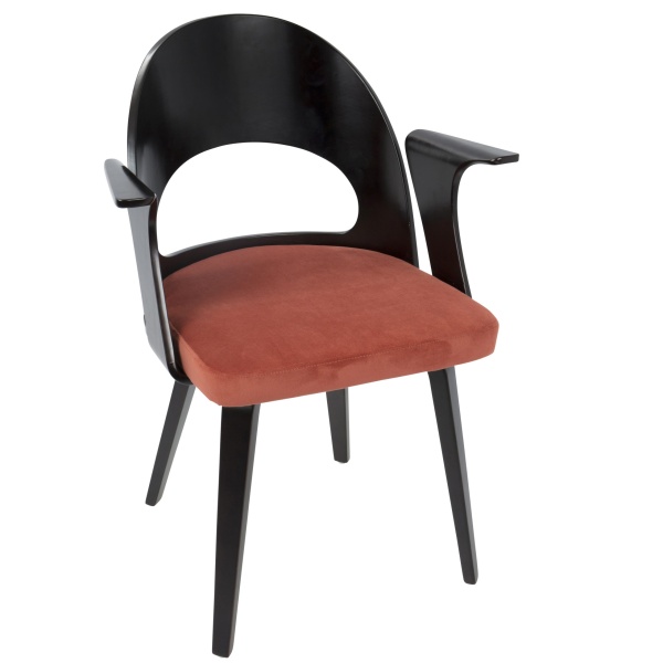 Verino-Mid-Century-Modern-DiningAccent-Chair-in-Espresso-with-Orange-Velvet-by-LumiSource