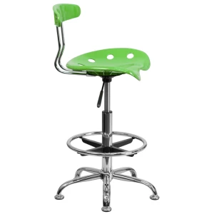 Alternative view of Vibrant Apple Green and Chrome Drafting Stool with Tractor Seat - by Flash Furniture