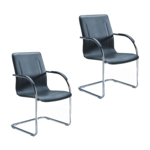Vinyl Side Chair with Chrome Finish (Set of 2) by Boss Office Products