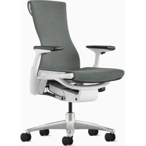 Embody Chair With White Titanium Frame in Feather Grey Fabric by Herman Miller - Main